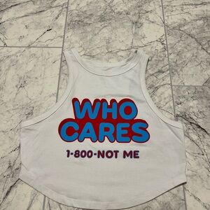 Who Cares Wild Fable White Graphic Tank